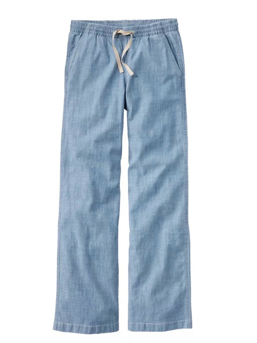 LL Bean Women's Chambray Lakewashed Mid-Rise Wide-Leg Pants - Size 8 Medium Tall